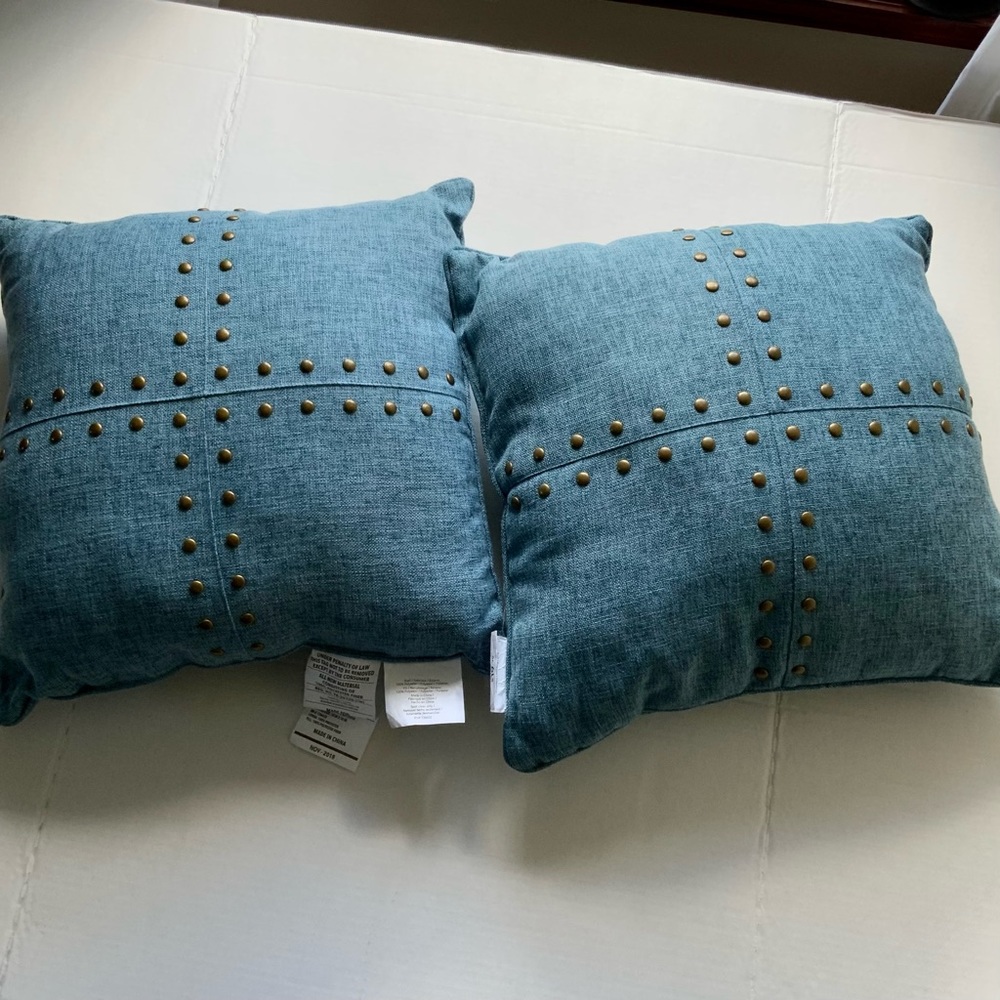 Blue Boho, Farmhouse,Western Timeless Studded Set of 2 Throw Pillows